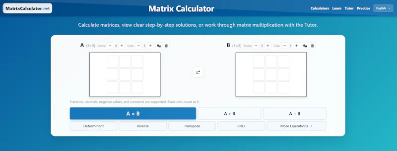  Free Matrix Calculators & Tutor screenshot 1