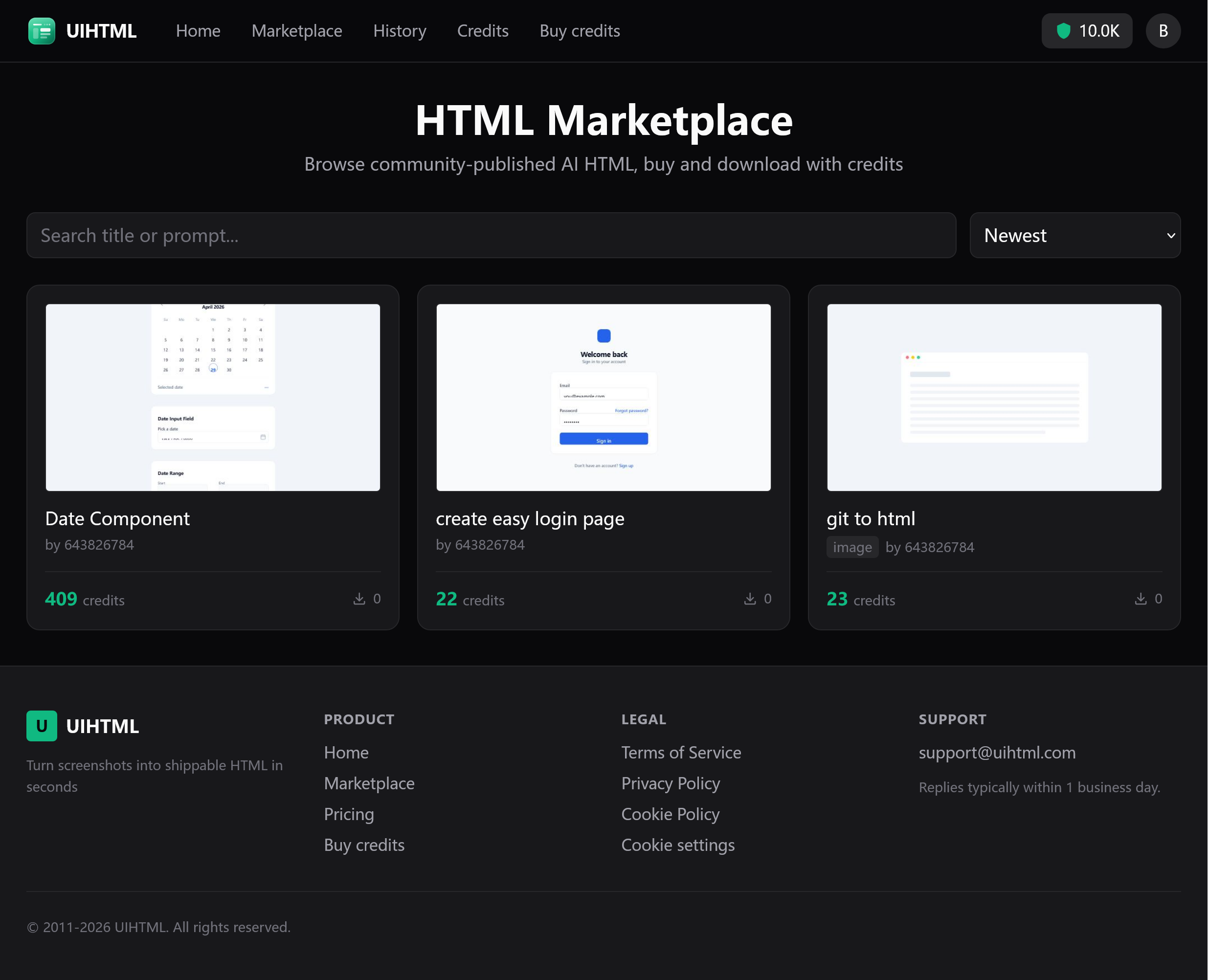 uihtml – Screenshot to HTML gallery image