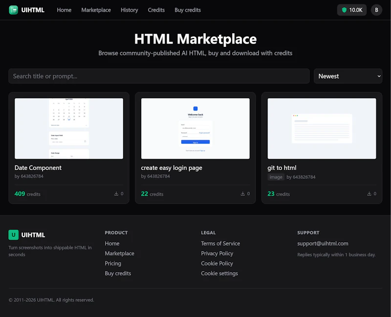 uihtml – Screenshot to HTML screenshot 2