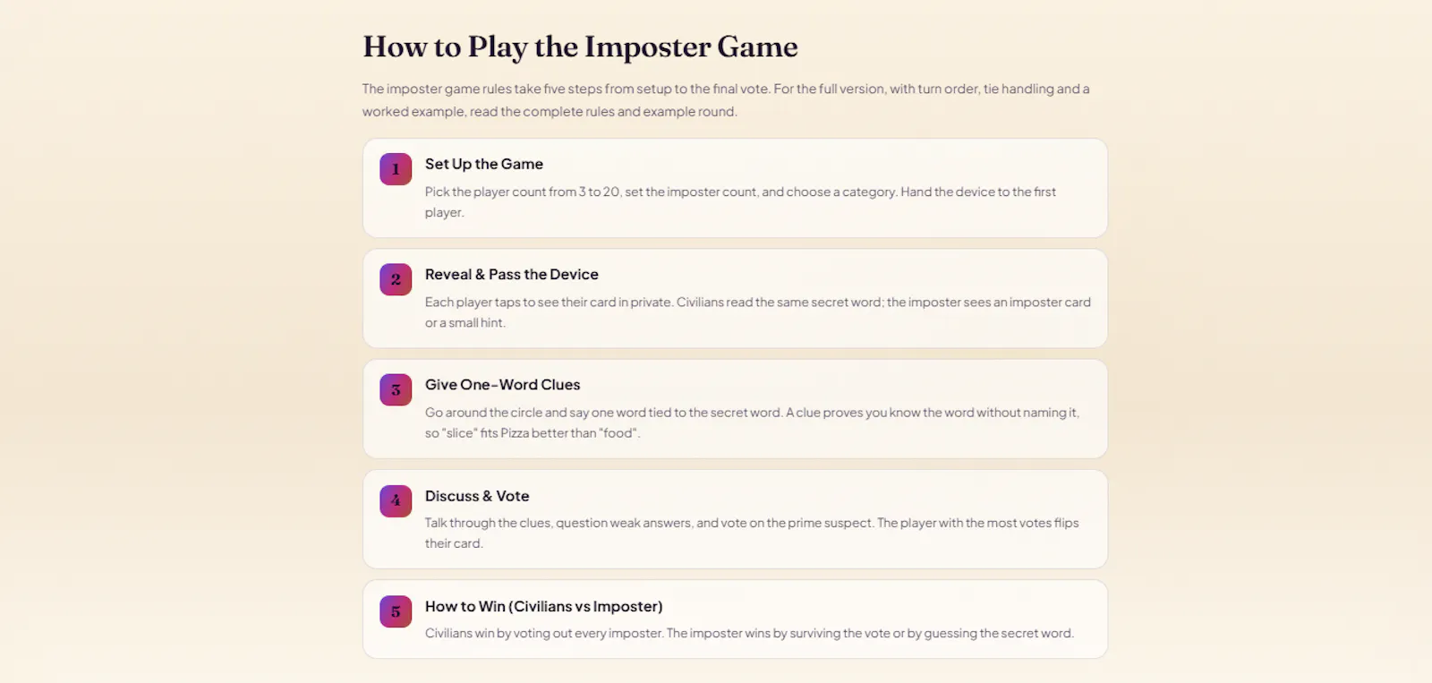 Imposter Game Word Generator | Free... screenshot 1