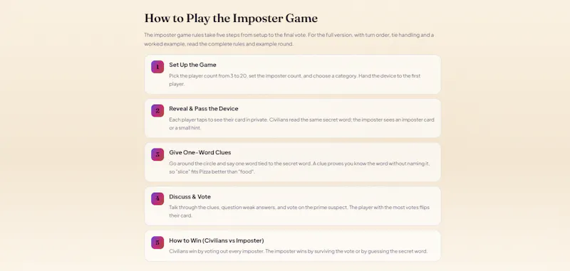 Imposter Game Word Generator | Free... screenshot 1