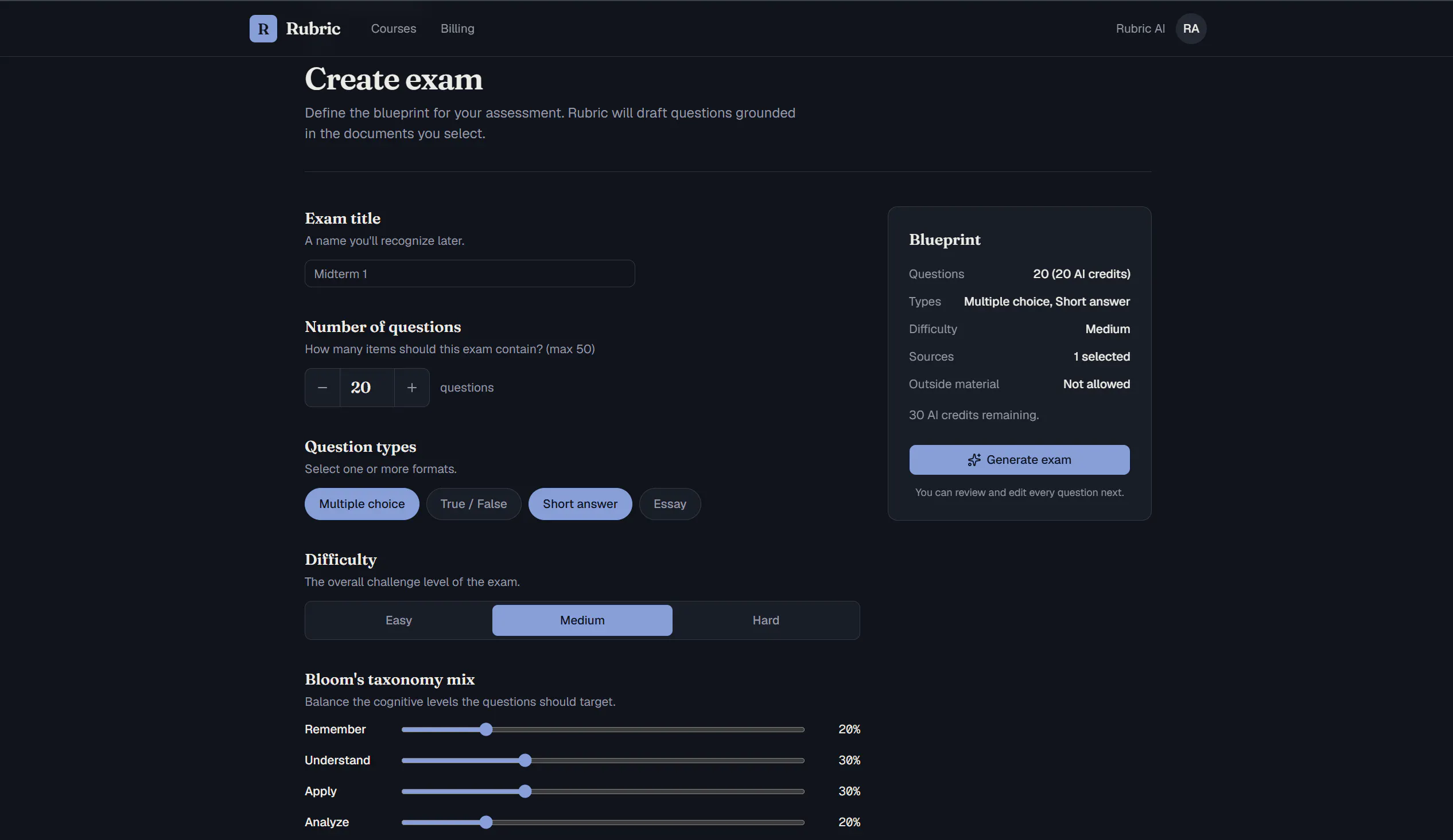 Rubric AI Exams gallery image