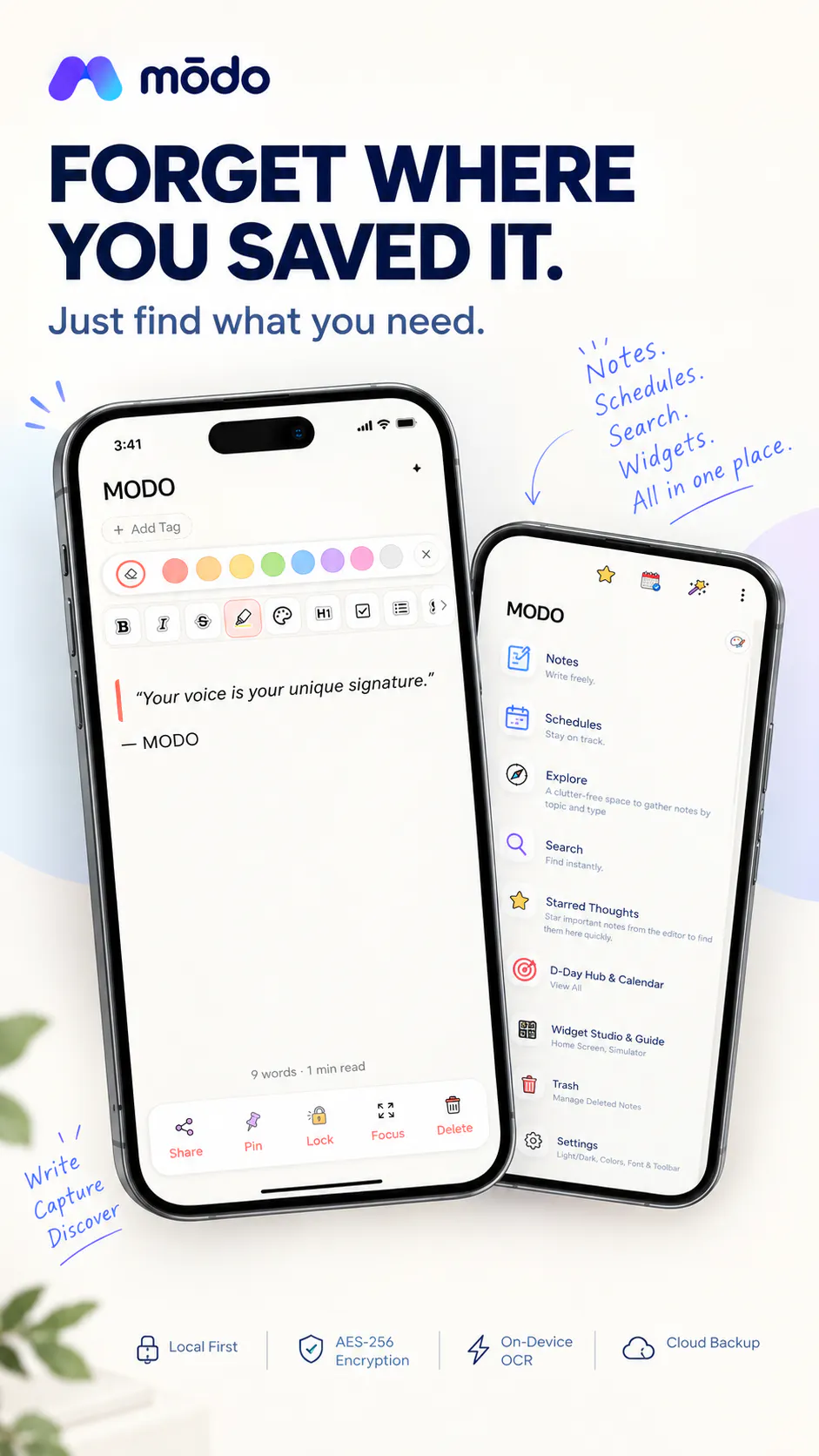 Modo: Notes, Calendar, Widget gallery image