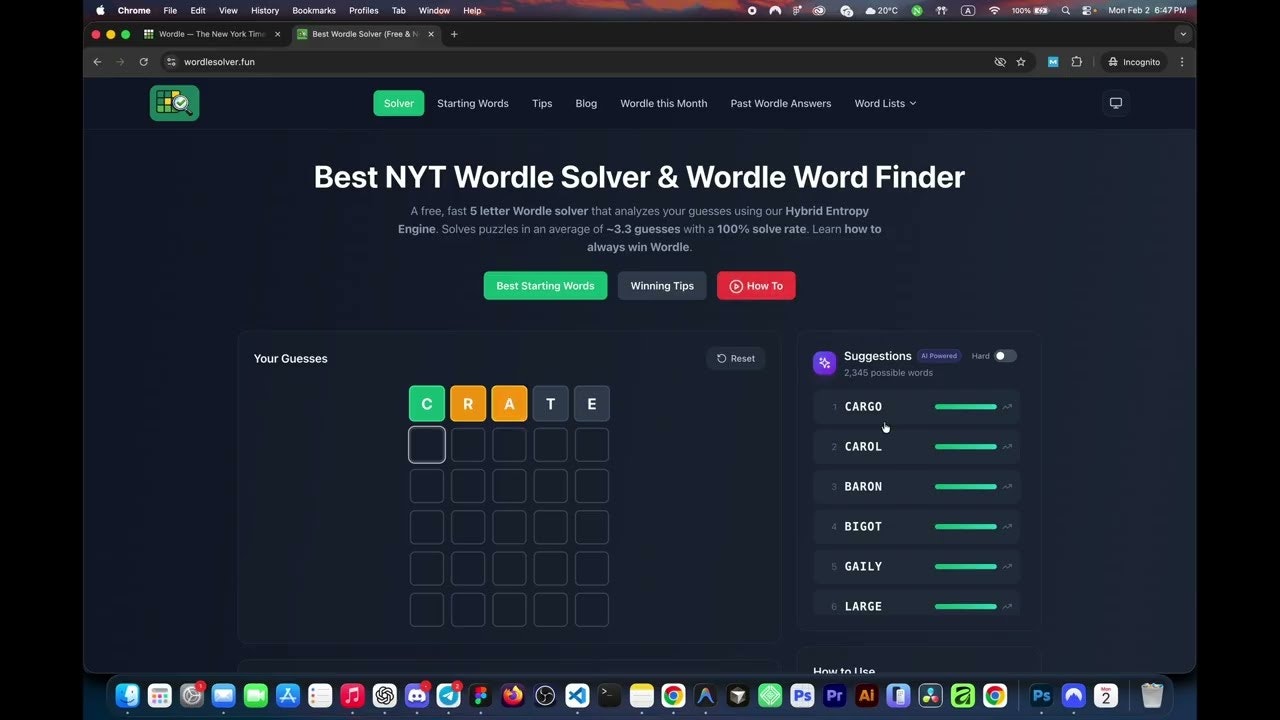 NYT Wordle Solver ~ 3.3 guesses gallery image