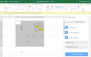 Excel to HTML table gallery image