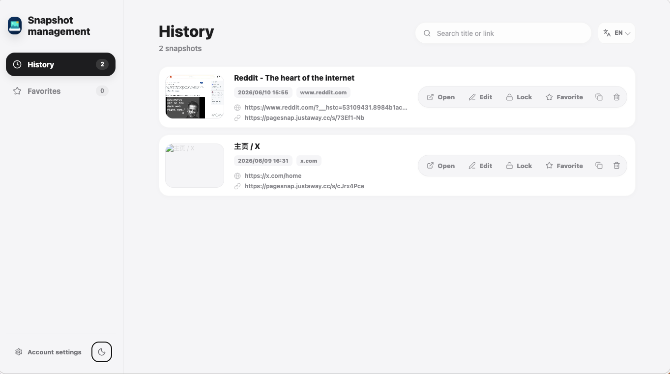PageSnap Cloud Snapshots gallery image