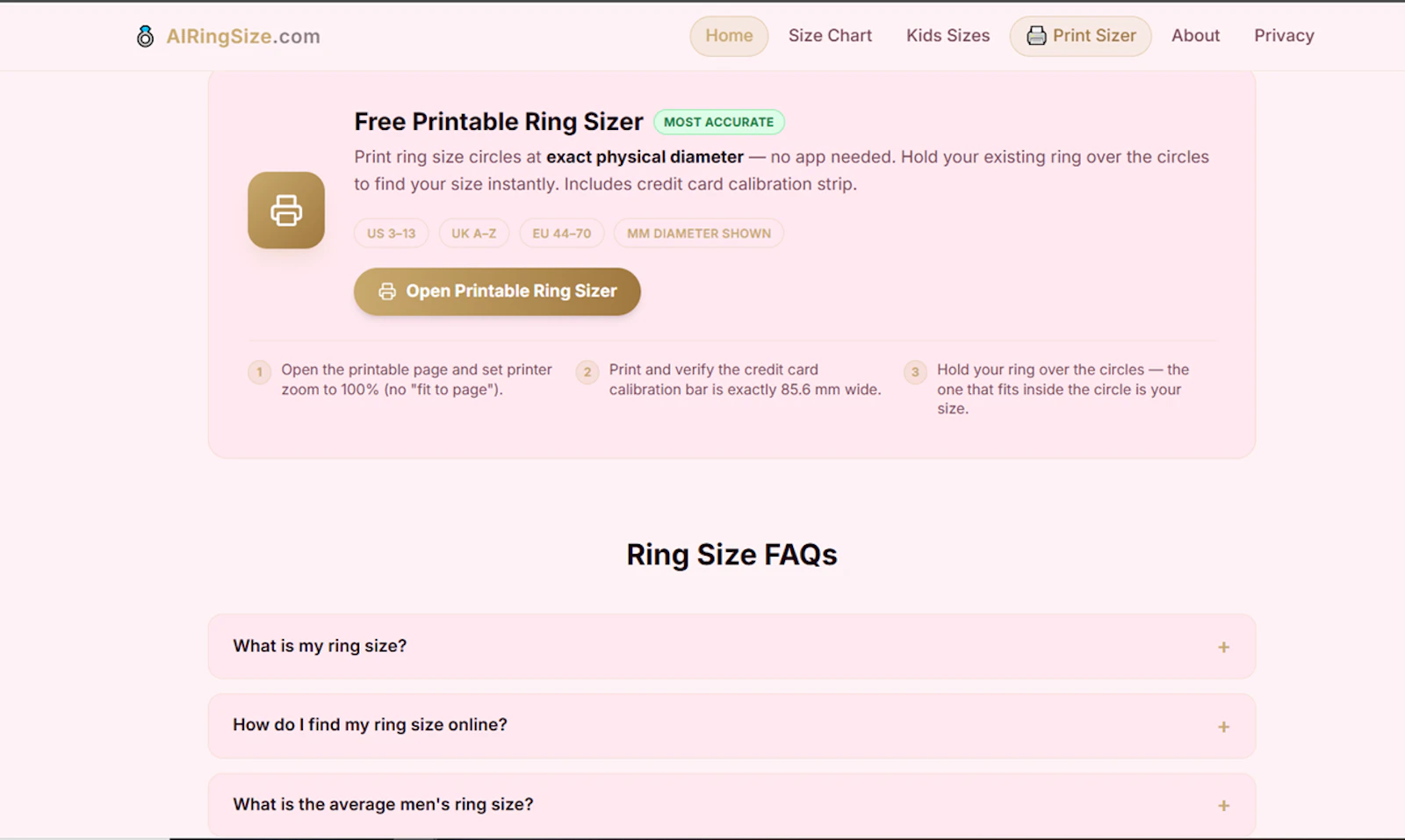 AIRingSize.com screenshot 3