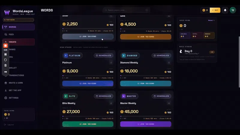 WordsLeague screenshot 1 (video preview)