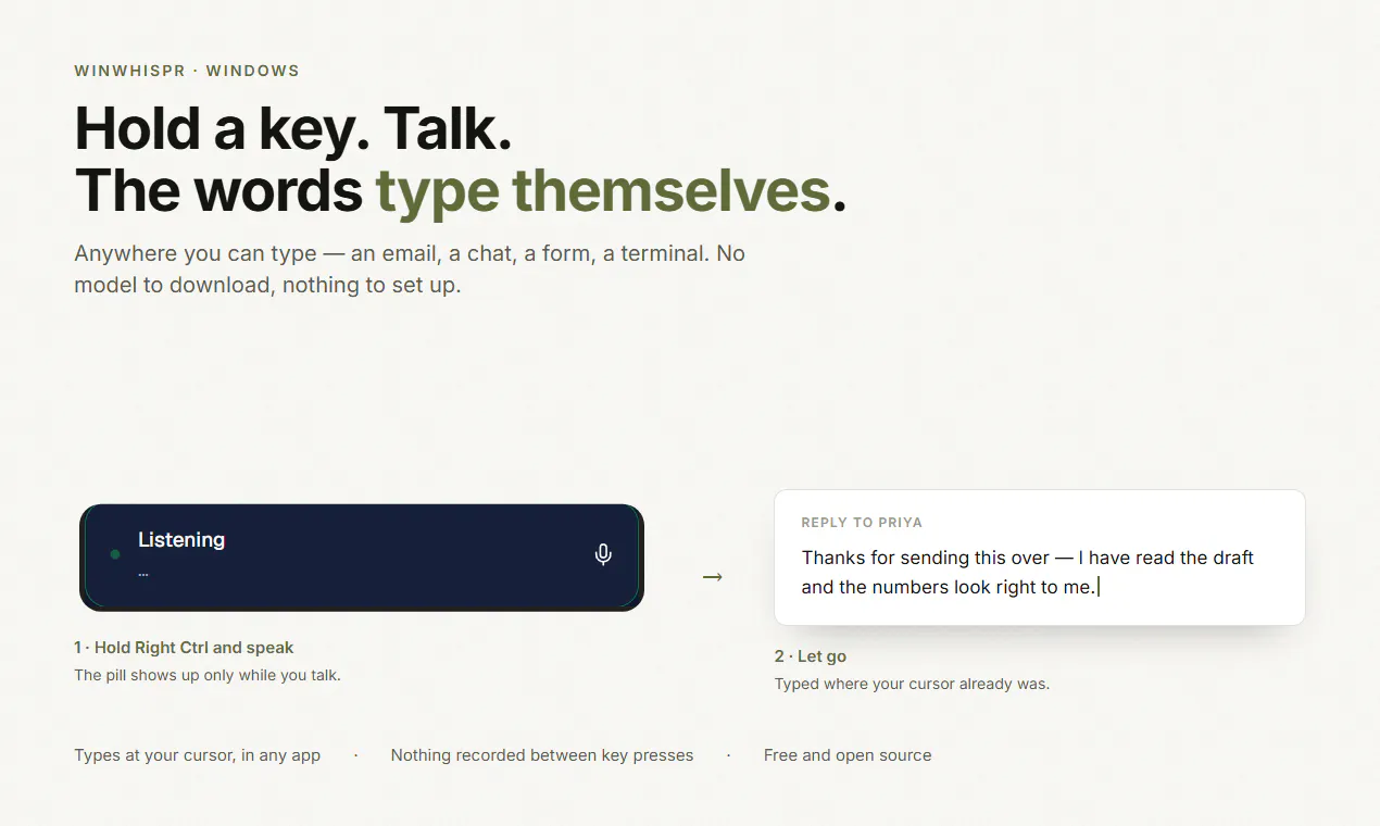 WinWhispr, dictation for Windows gallery image