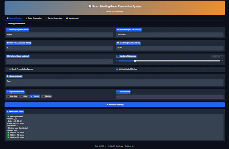 Smart Meeting Room Booking System screenshot 1
