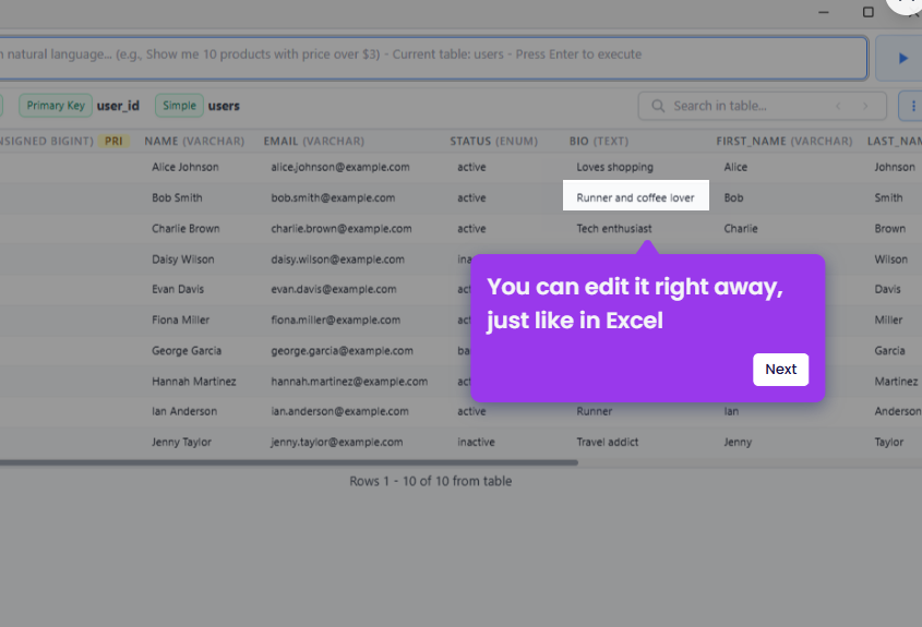 N2Query — AI SQL for MySQL & MariaDB - Screenshot 4 showing product features and functionality