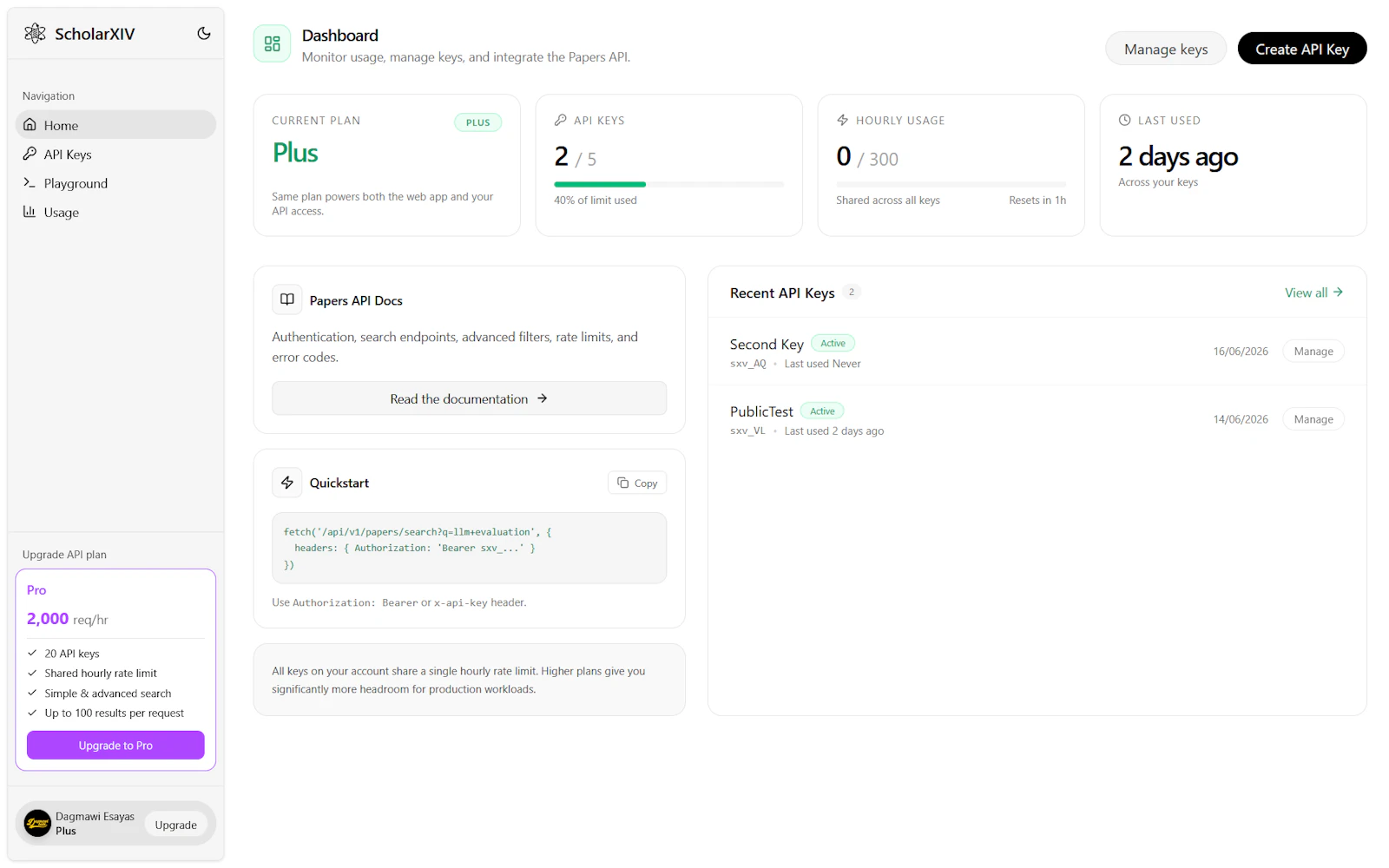 ScholarXIV Papers API screenshot 2
