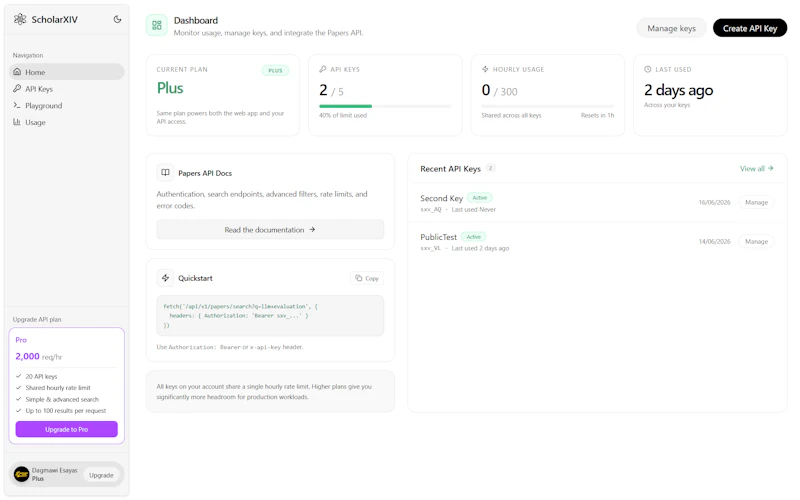ScholarXIV Papers API screenshot 2