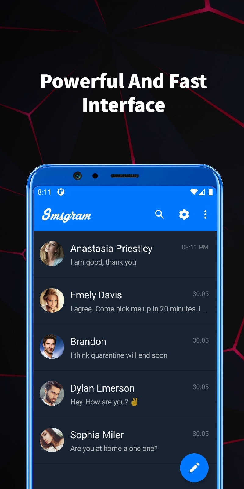 SMSgram - SMS Messenger พร้อมการออกแบบเช่นโทรเลข media 1