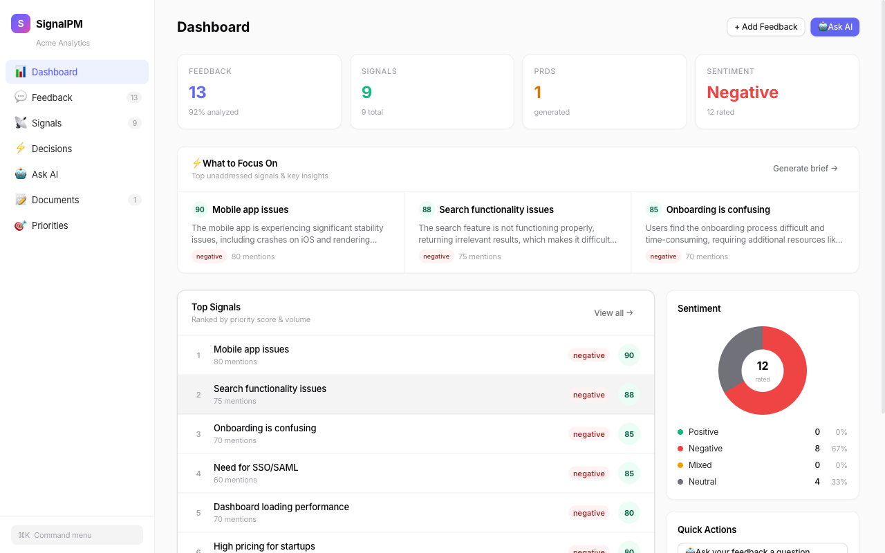 SignalPM - Screenshot 2 showing product features and functionality