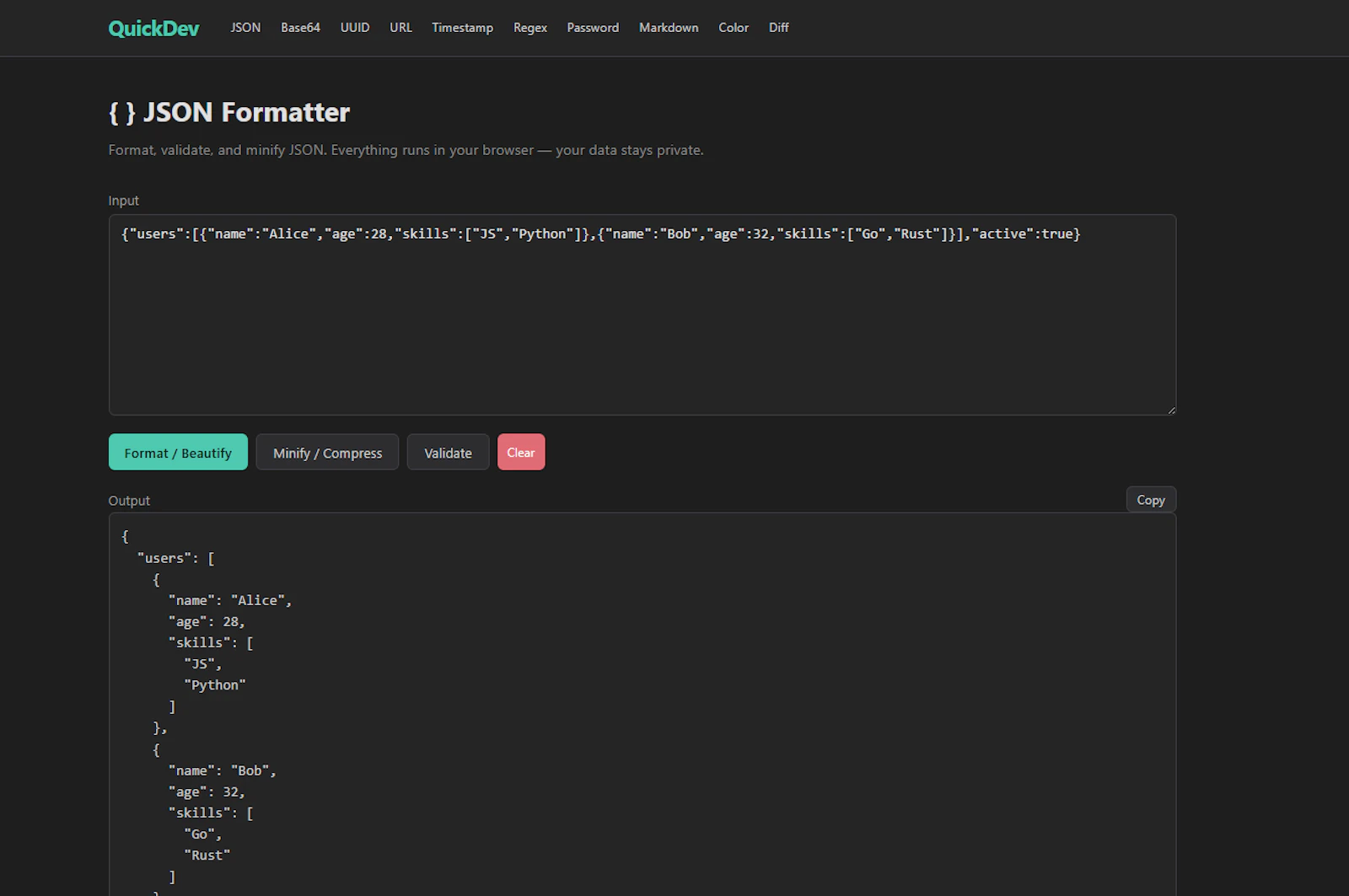 QuickDev screenshot 2
