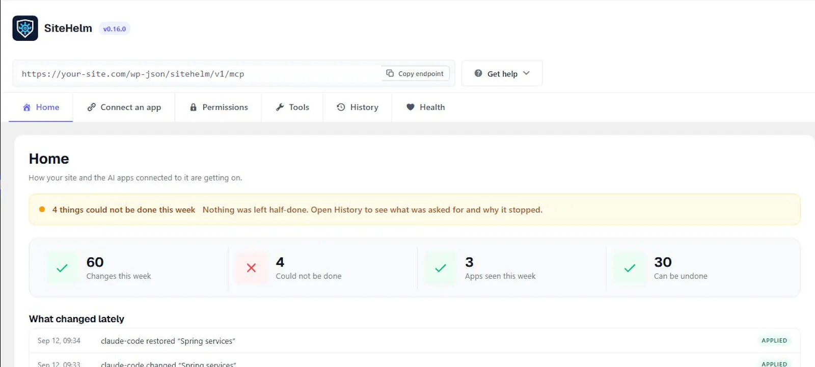 SiteHelm screenshot 2