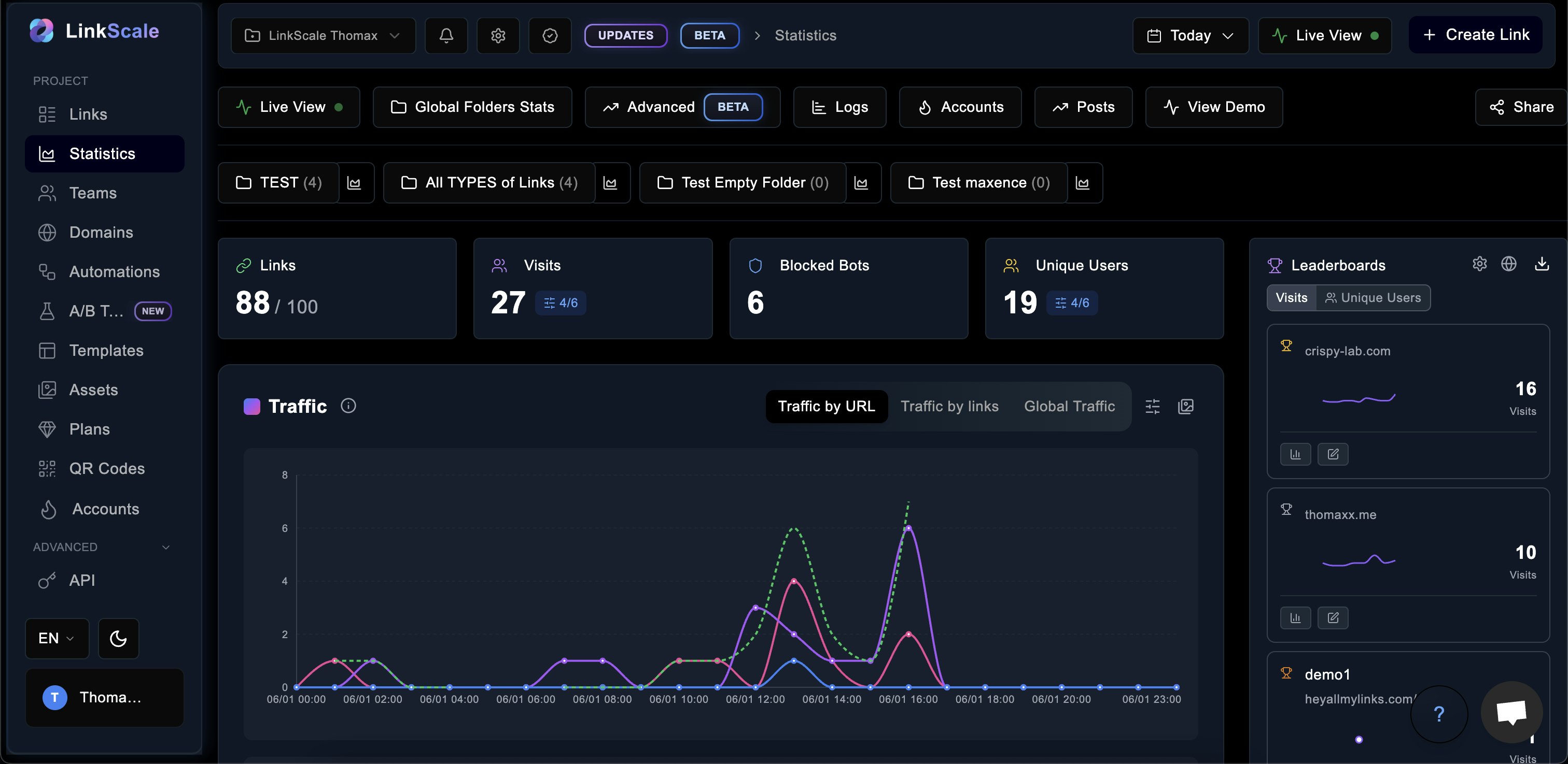 LinkScale - Main product screenshot demonstrating key features and user interface