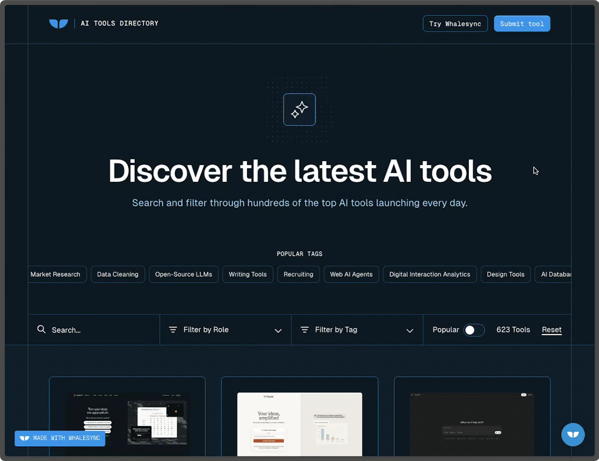 AI Tools Directory - by Whalesync