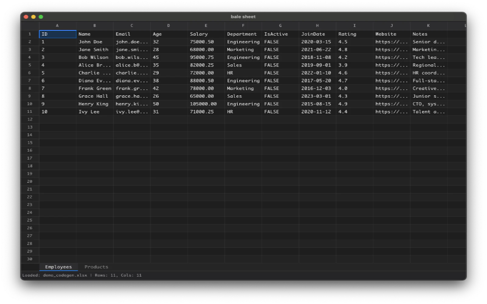 bale sheet screenshot 1
