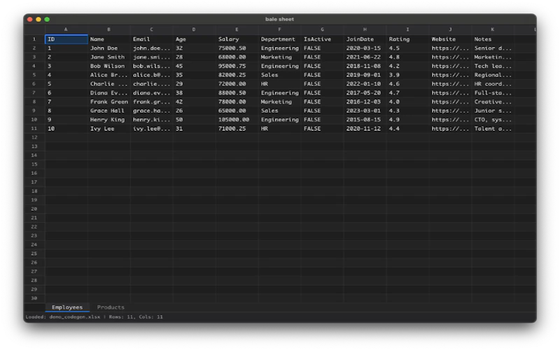 bale sheet screenshot 1