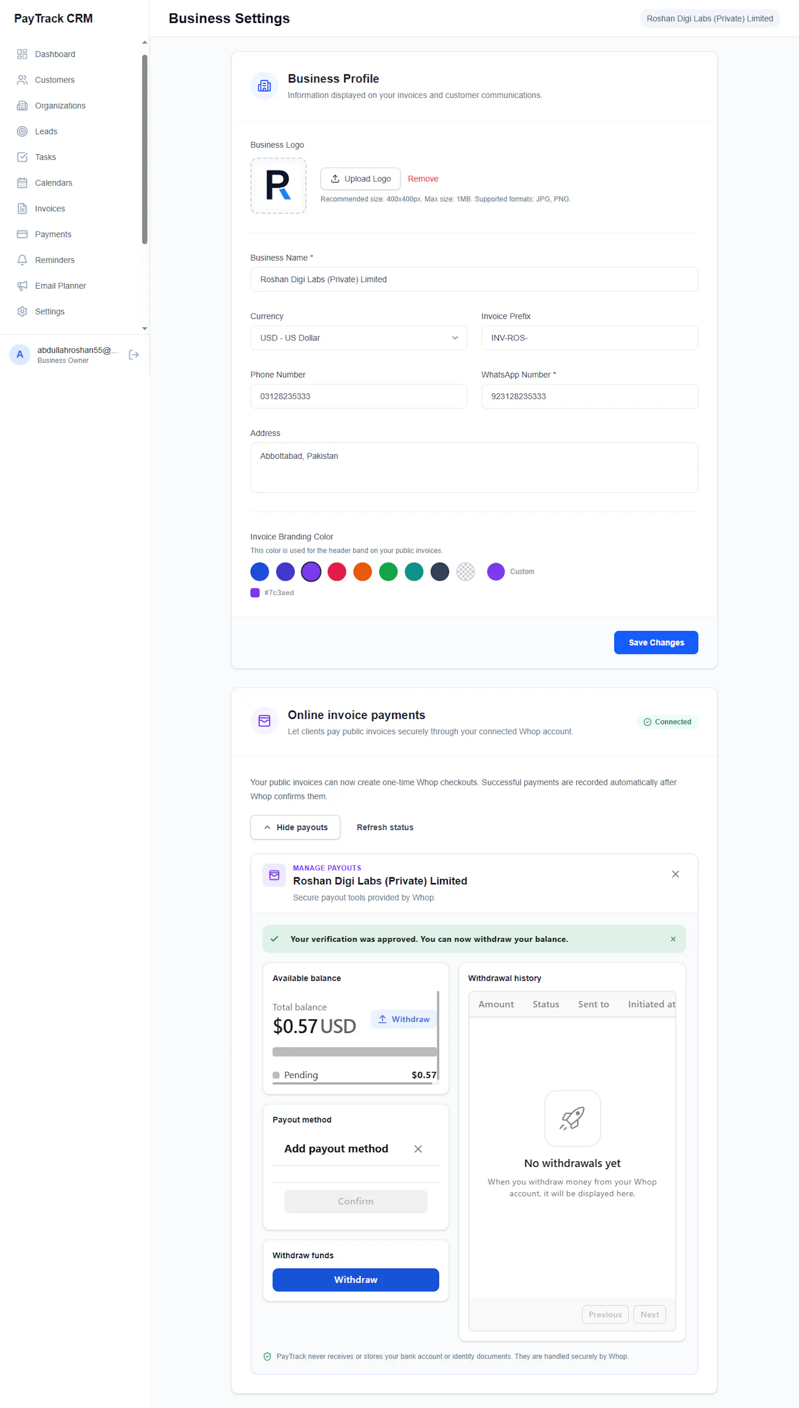 PayTrack CRM - Invoicing Payment System screenshot 2