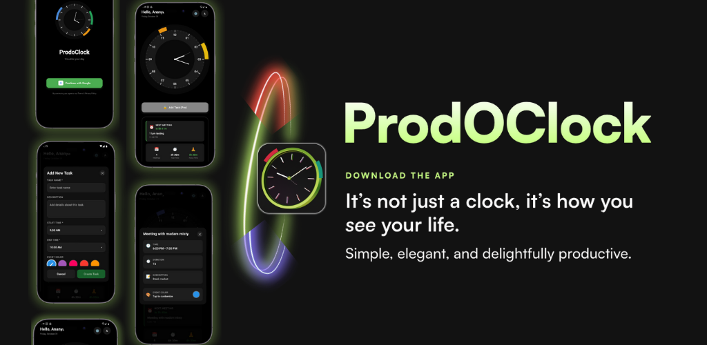ProdOClock - Main screenshot showing features and interface