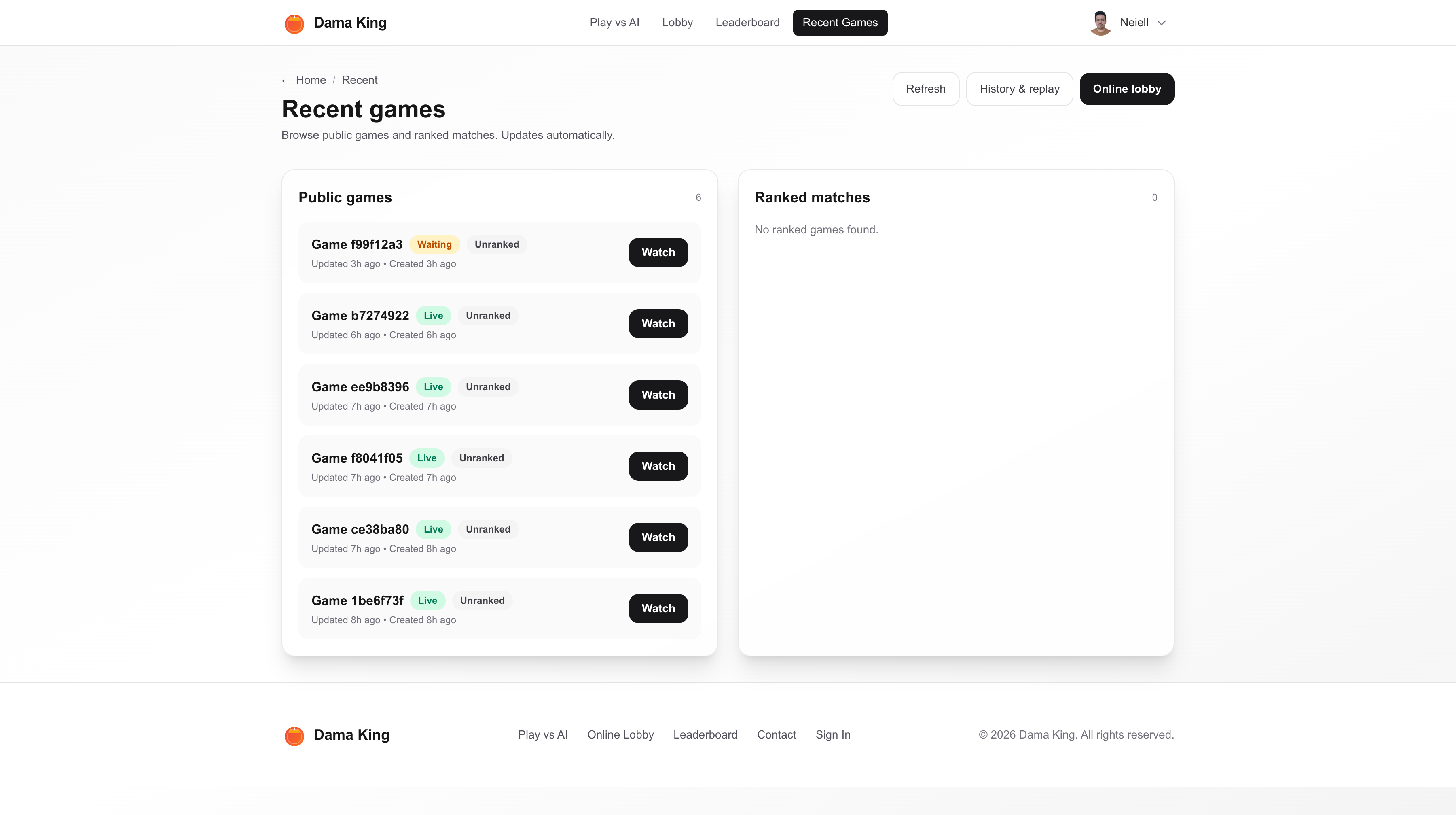 Dama King - Screenshot 2 showing product features and functionality