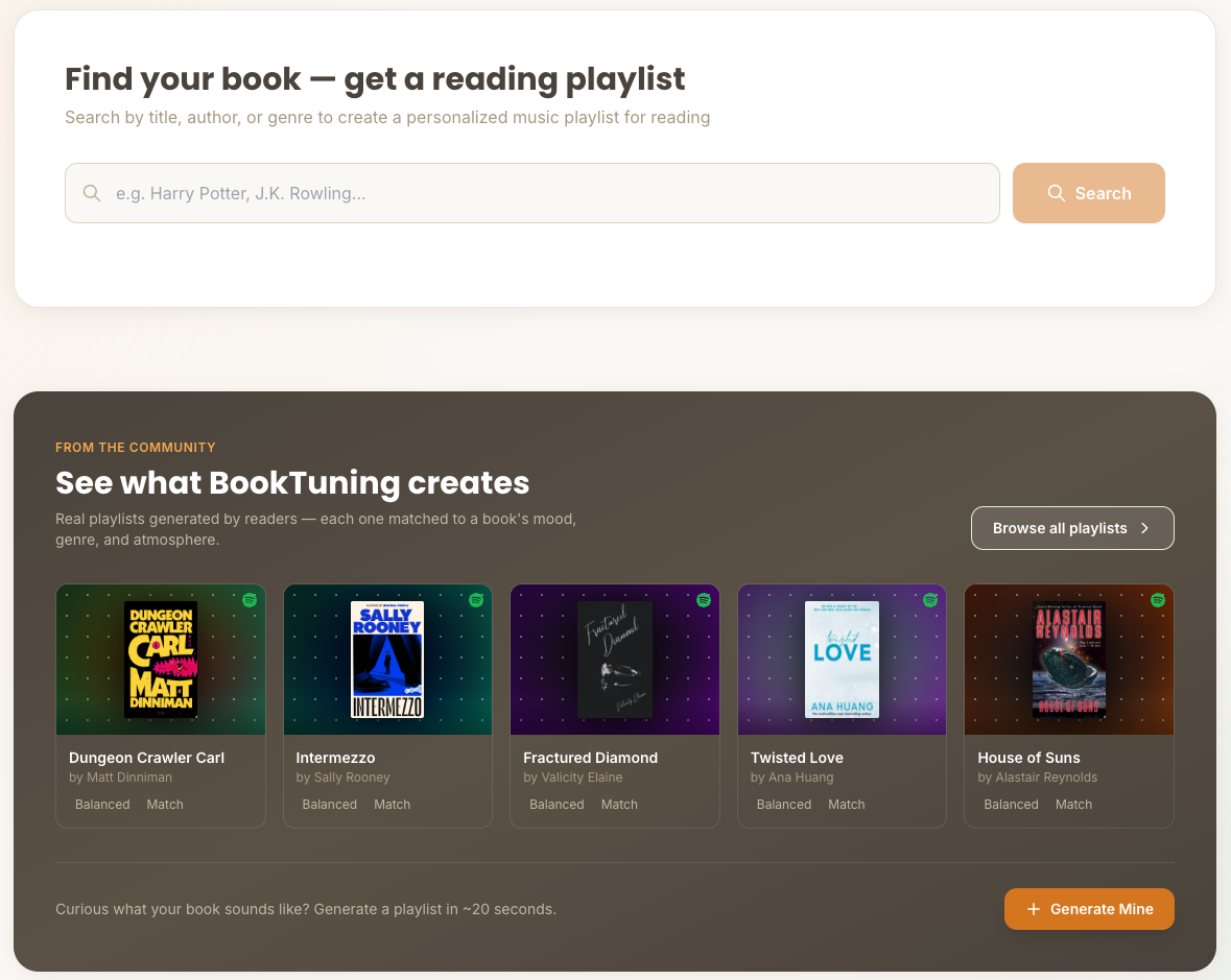 BookTun.ing: AI Reading Playlists gallery image