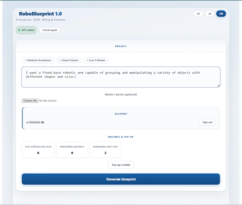 RoboBlueprint AI screenshot 1
