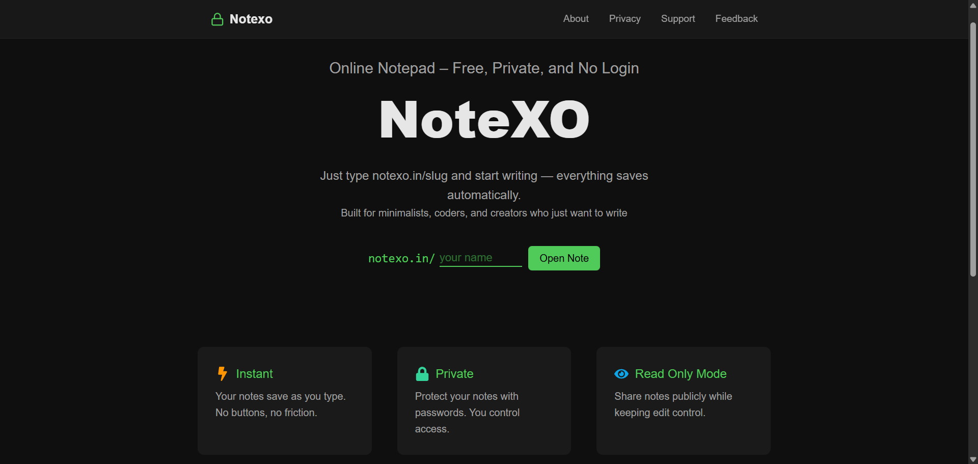 NoteXO - Type a URL get a notepad gallery image