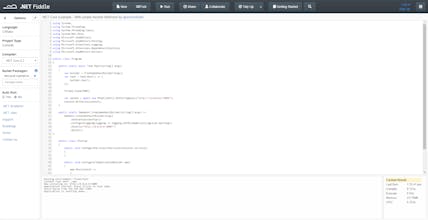 .Net core on .Net Fiddle gallery image