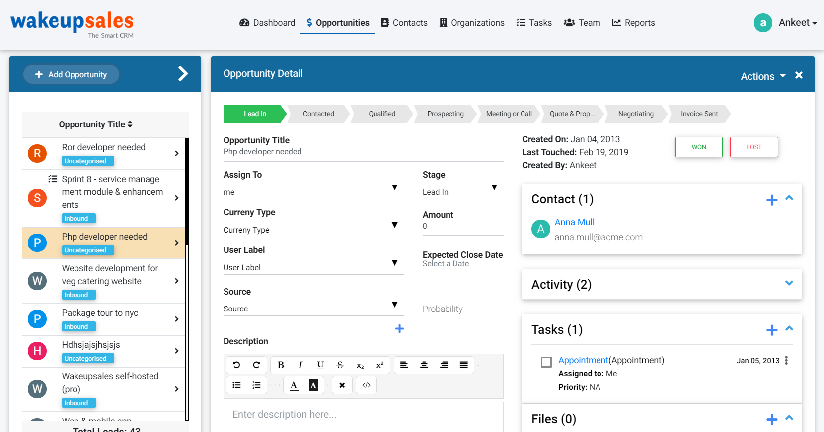 Wakeupsales CRM gallery image