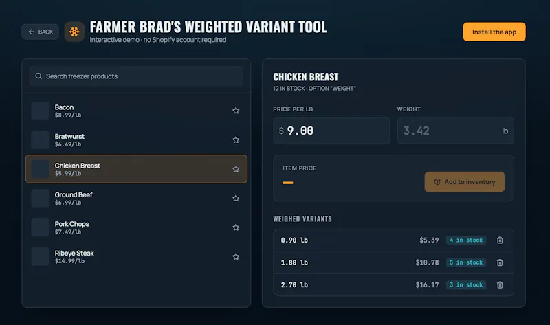 Weighted Variant Shopify screenshot 3