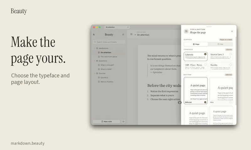 Beauty - Beautiful markdown notes screenshot 3