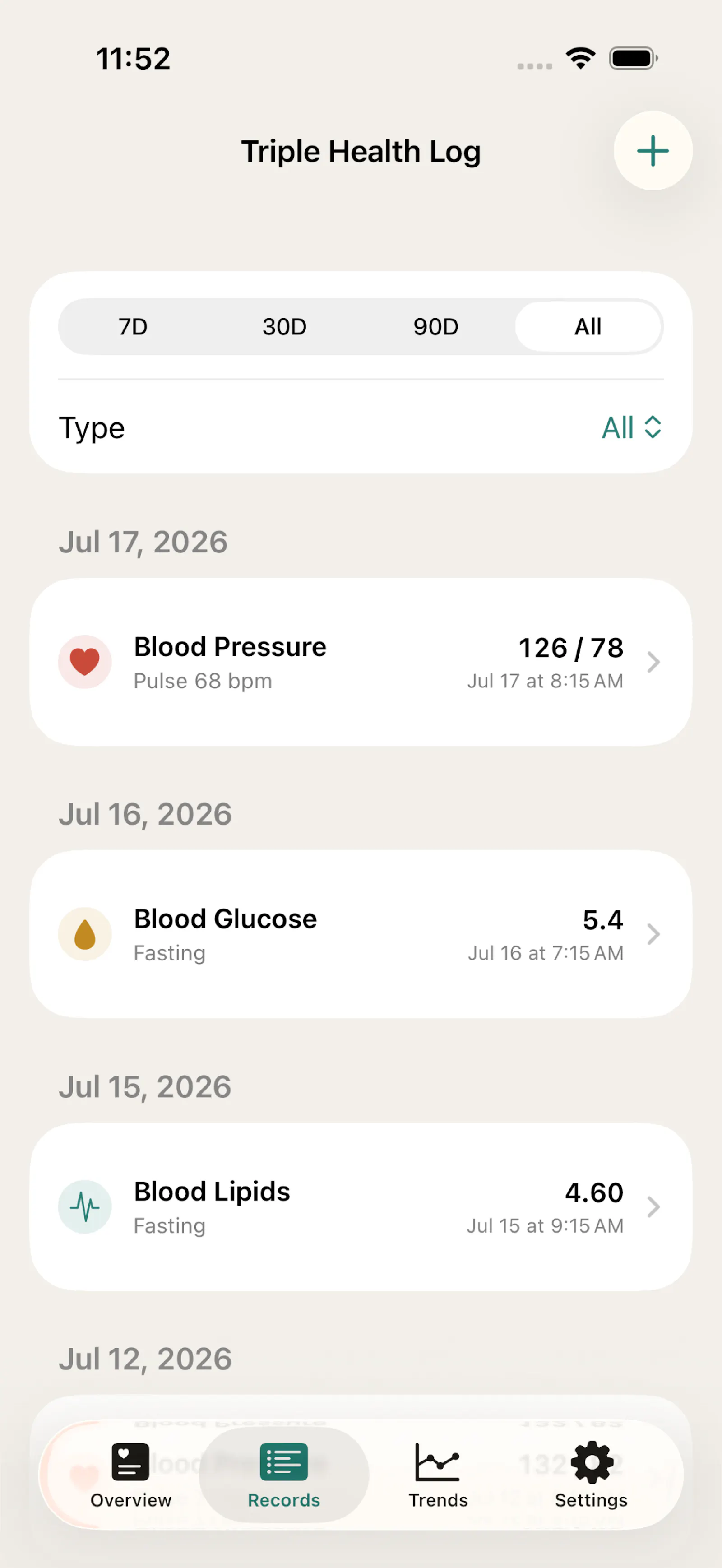 Triple Health Log screenshot 3