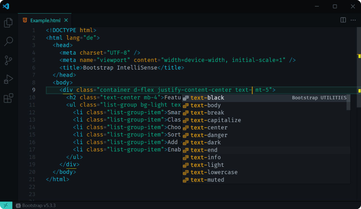 Bootstrap IntelliSense gallery image