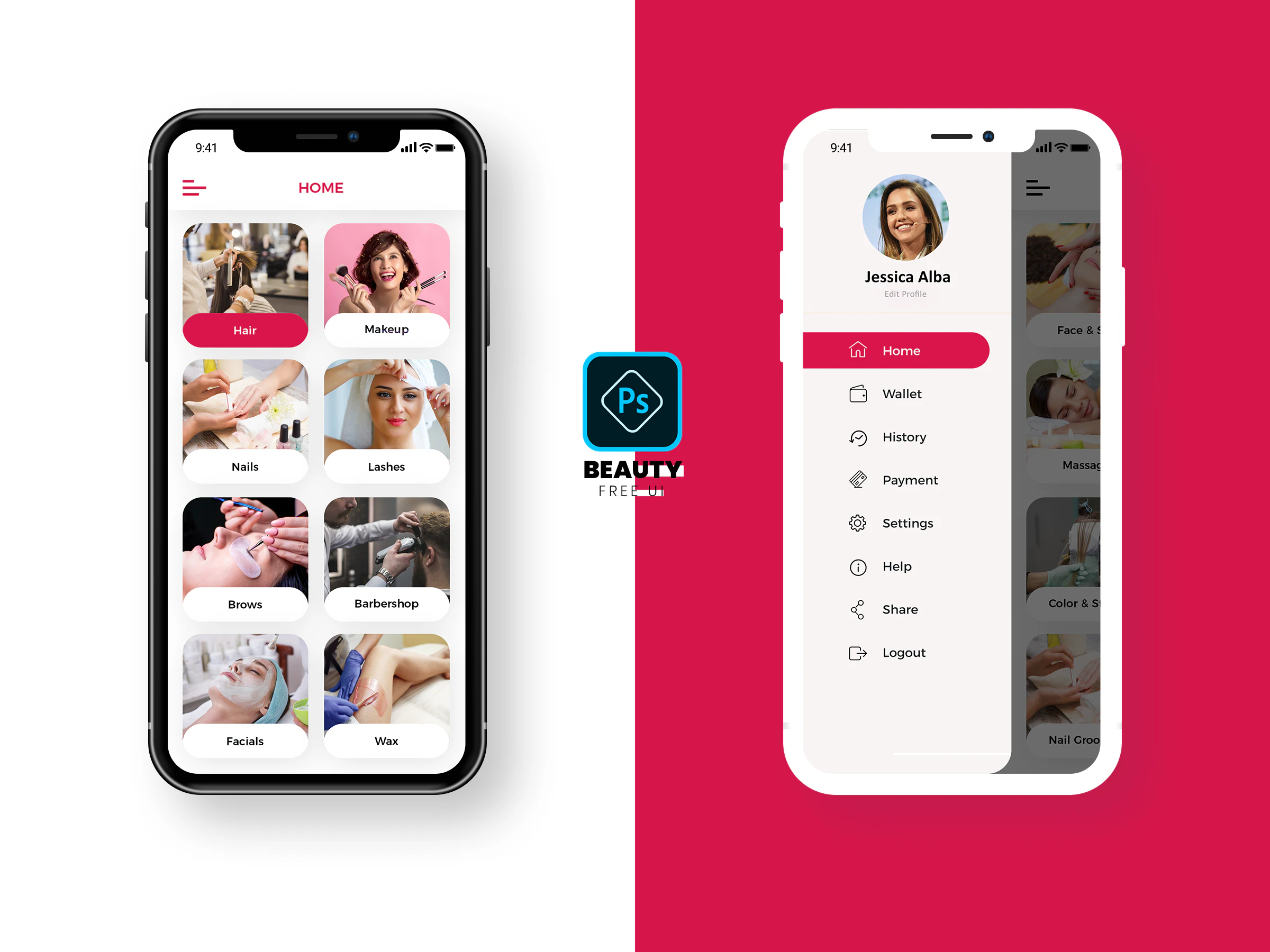 Beautician services app UI