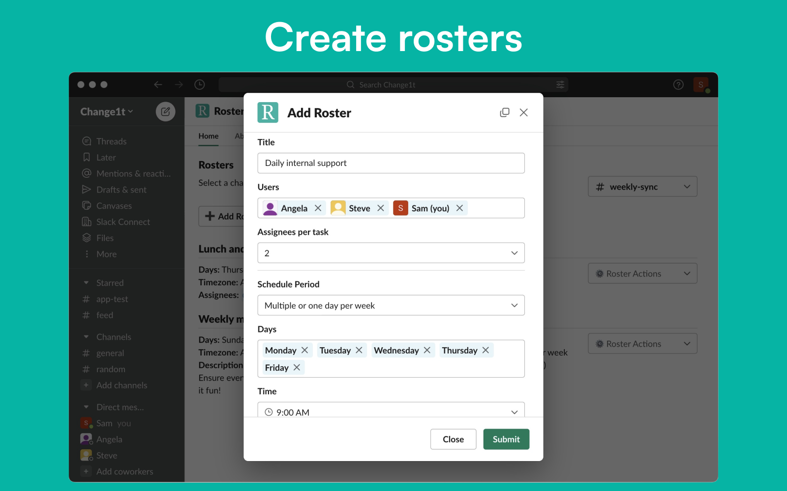 Rosters for Slack media 1
