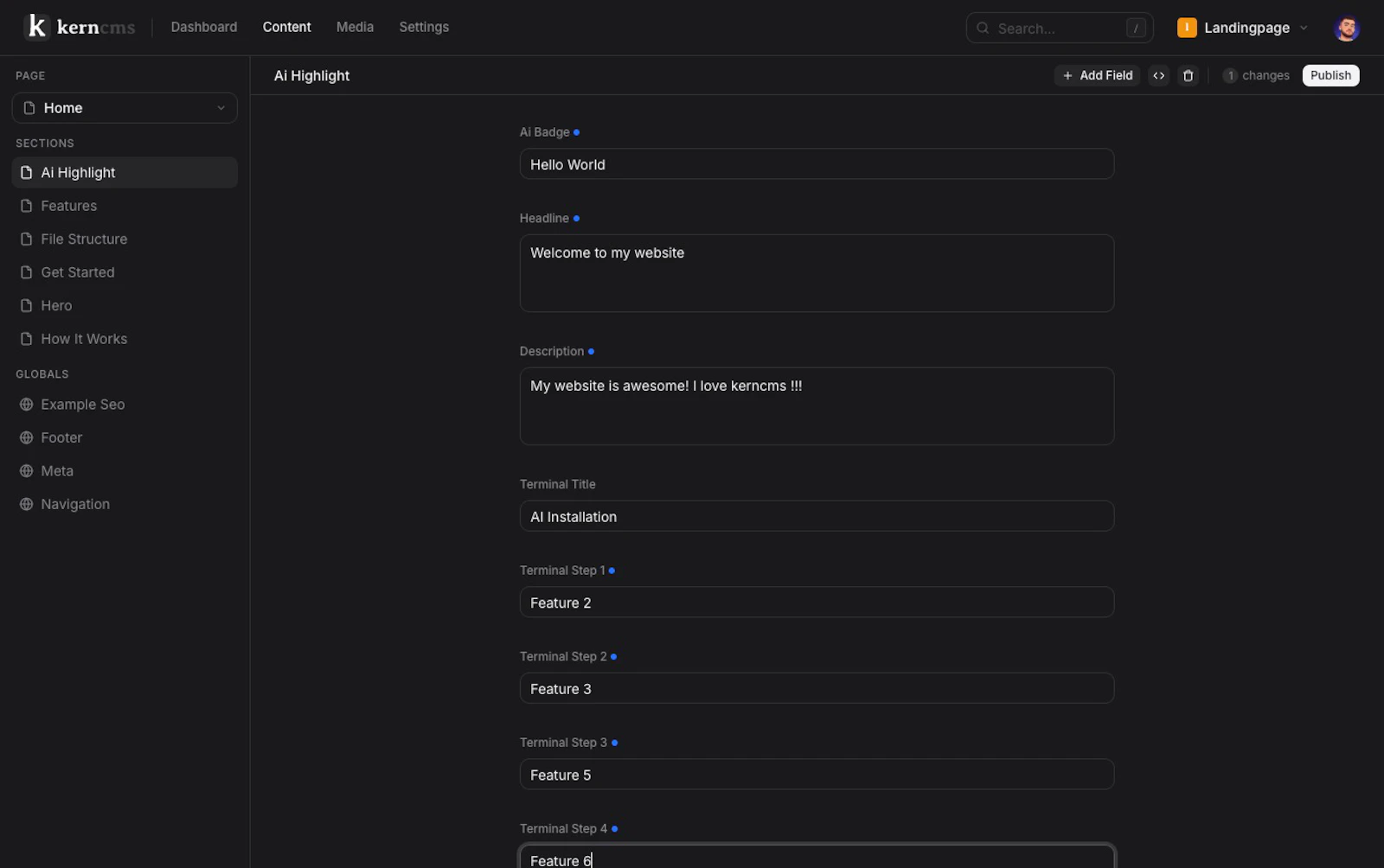 kerncms screenshot 1