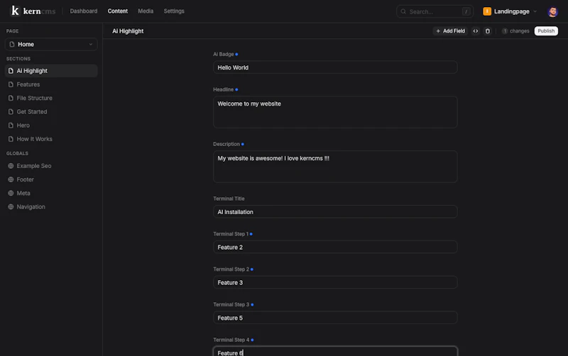 kerncms screenshot 1