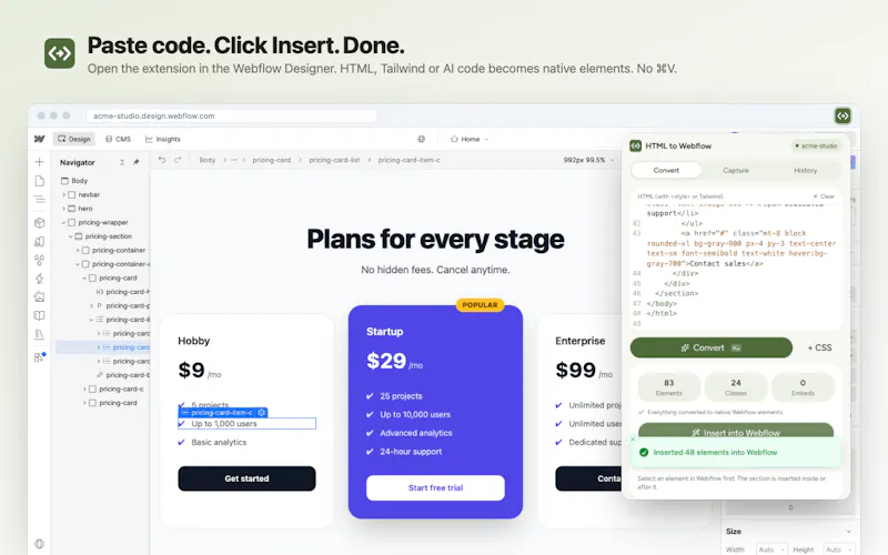 HTML to Webflow screenshot 4