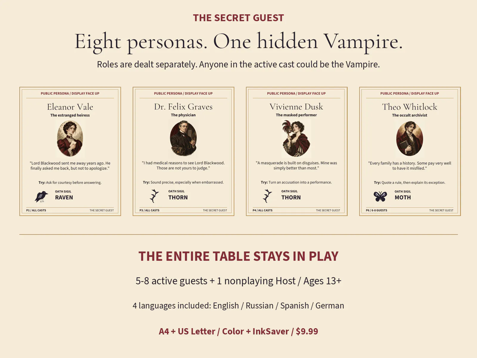 A printable vampire mystery game gallery image