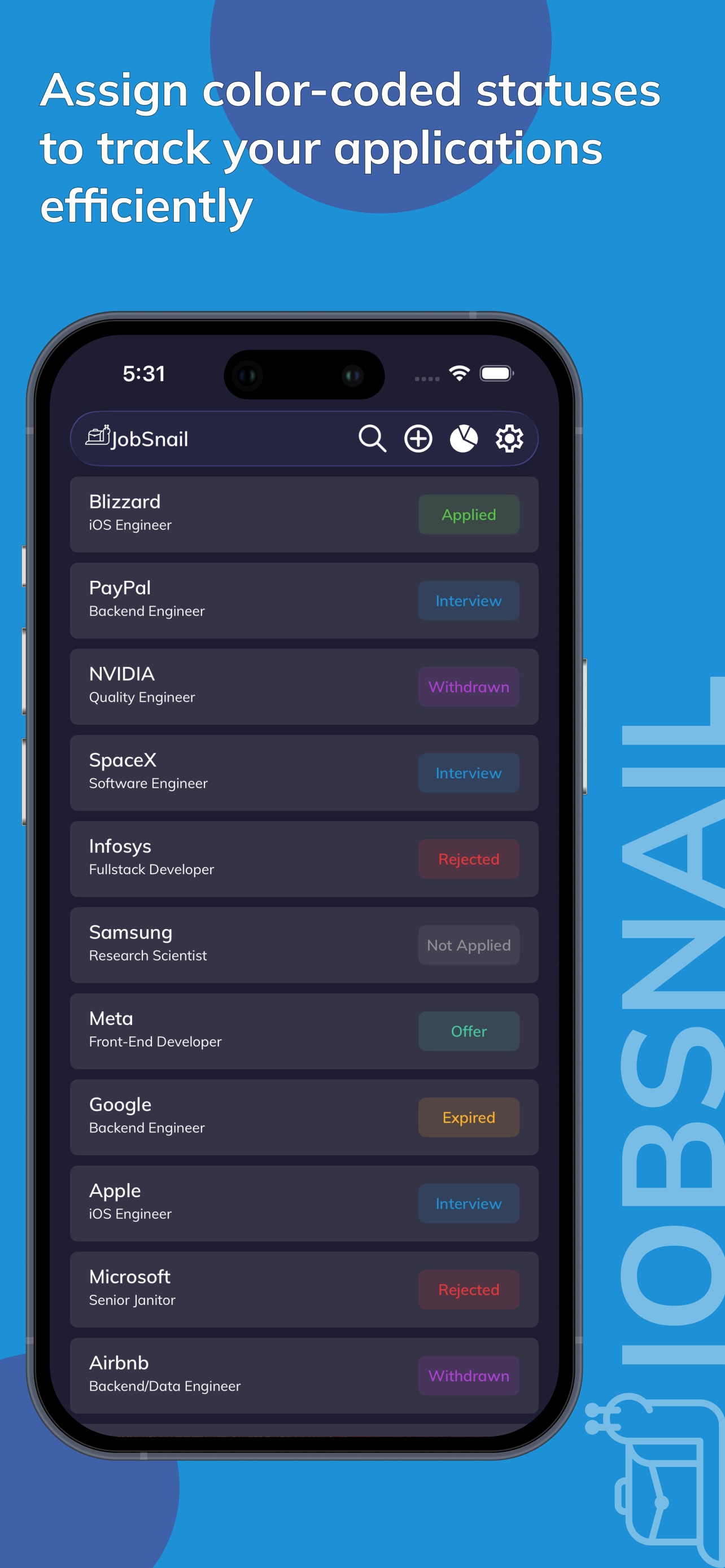 JobSnail - Main product screenshot demonstrating key features and user interface