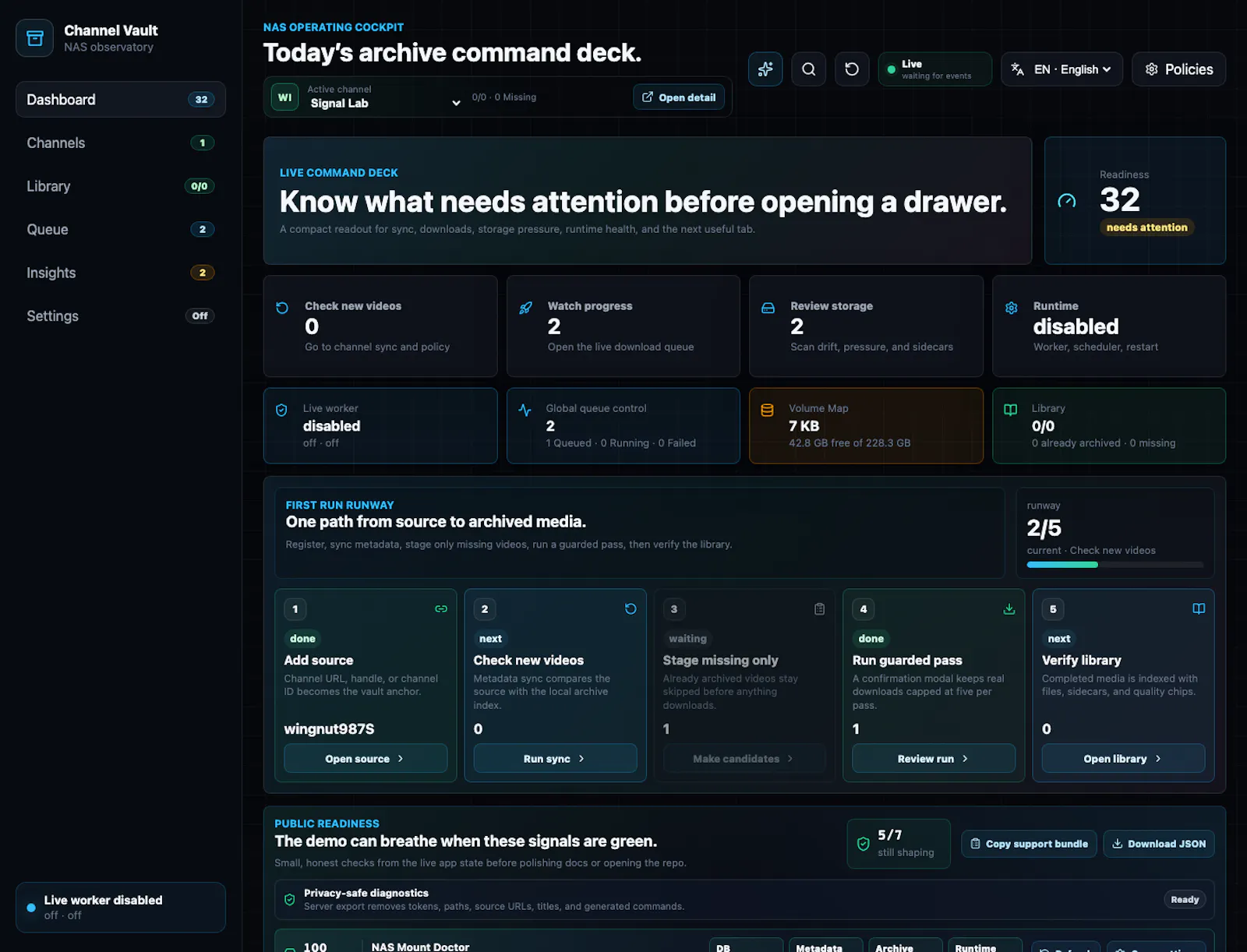 Channel Vault NAS screenshot 1