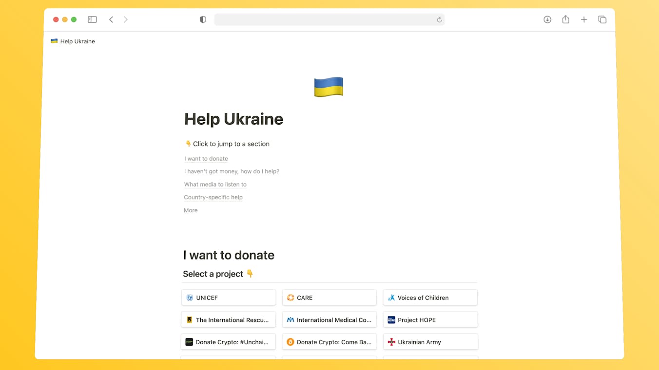 Help Ukraine | Crowdsourced List