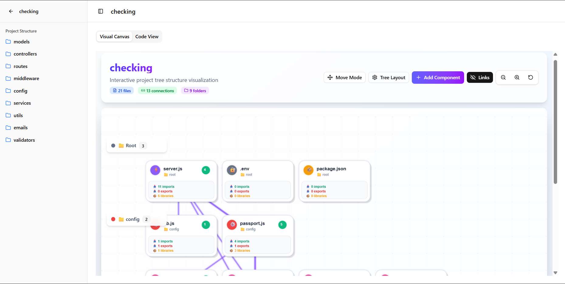 Mídia 5 de Eles - Buas visuais de IA para Node.js backands