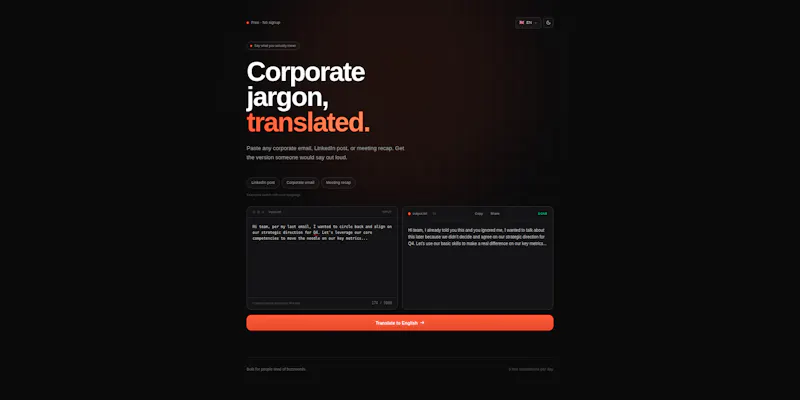 Corporate Jargon Translator screenshot 1