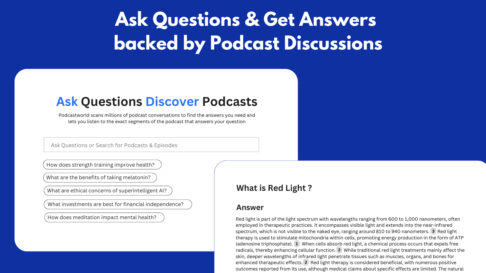 startuptile Podcastworld.io- Perplexity for Podcasts-Ask Question Get Answer w/ Playable Clip Chat w/ Podcaster