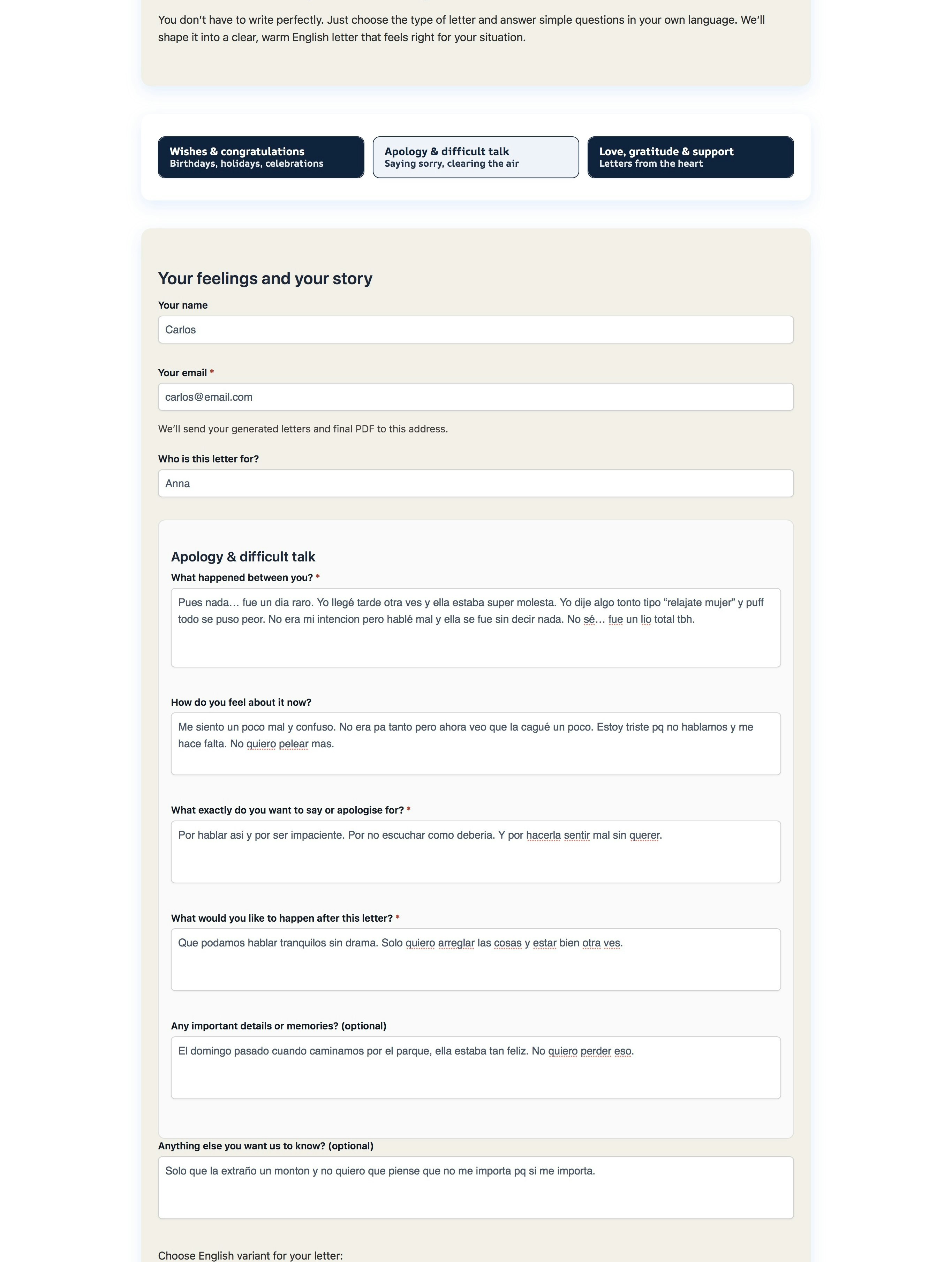 SayAllAI – AI Letter Generator - Screenshot 4 showing product features and functionality